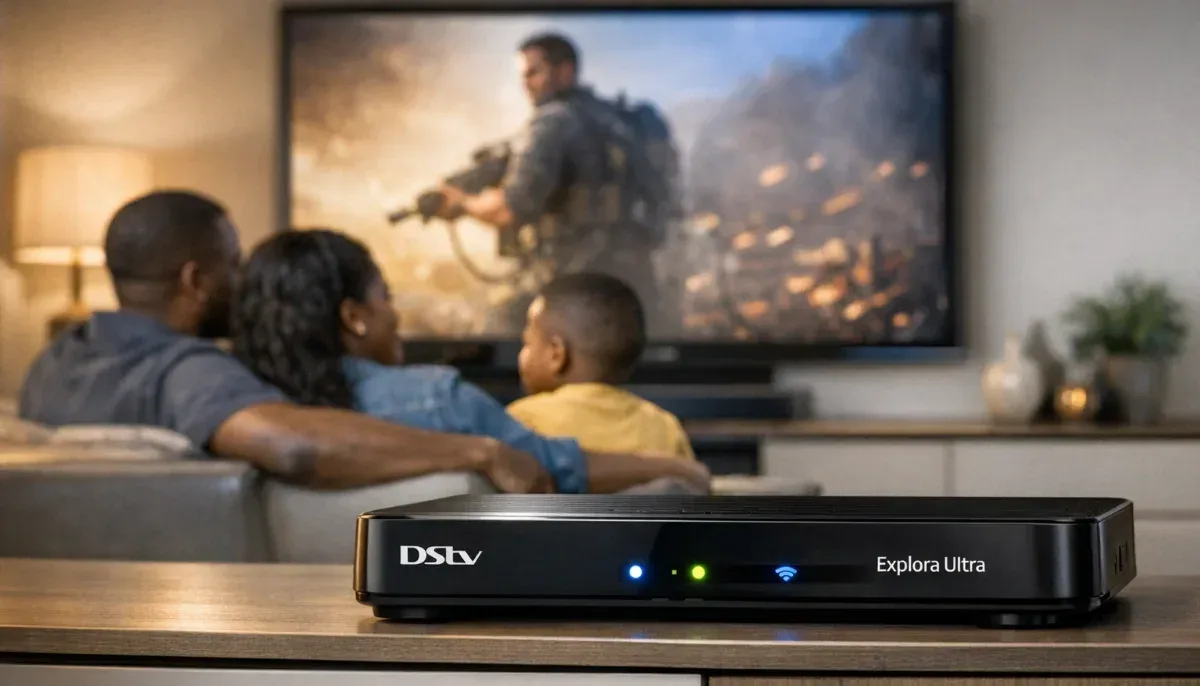 DSTV Explora Ultra decoder — one of the current ranges our technicians are trained on
